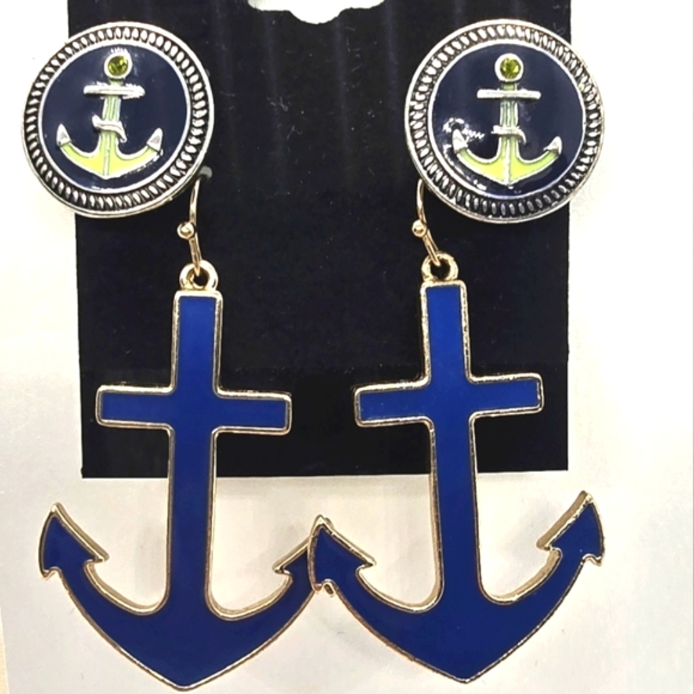 2 PAIRS!!! Nautical Anchor Earrings - Both for Pierced Ears.
